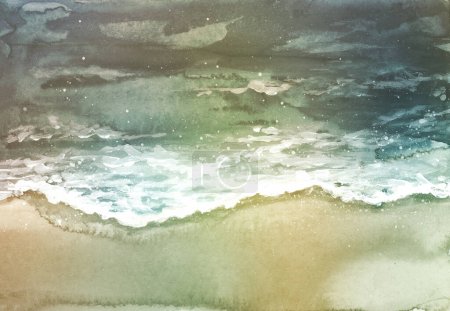 Téléchargez les photos : Eau de mer et sable. Art abstrait aquarelle encre et acrylique tache de flux peinture dessinée à la main. Couleur toile texture fond. - en image libre de droit