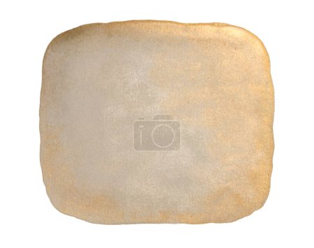 Photo for Beige, gold, silver ink metallic watercolor paper grain texture stain blot on white background. - Royalty Free Image