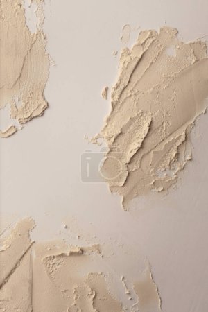 Téléchargez les photos : Huile d'art et acrylique frottis buvard toile peinture mur de stuc. Texture abstraite blanc pastel, couleur beige tache coup de pinceau relief texture fond. - en image libre de droit