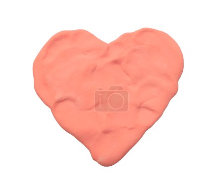 Photo for Pink plasticine handmade texture heart frame on white background - Royalty Free Image