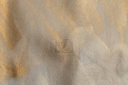 Photo for Watercolor paper grain texture painting wall. Abstract gold, nacre and beige marble copy space background. - Royalty Free Image