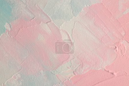 Téléchargez les photos : Huile d'art et acrylique frottis buvard toile peinture mur de stuc. Texture abstraite beige pastel, couleur rose tache coup de pinceau relief texture fond - en image libre de droit
