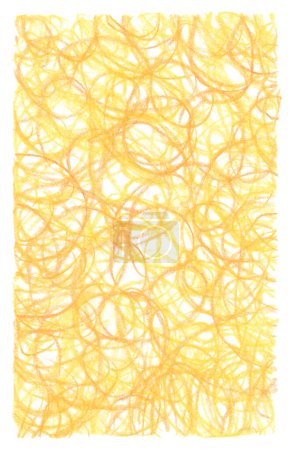 Foto de Línea dibujada a mano del boceto del garabato que eclosionaba. Pluma amarilla, lápiz, textura pastel arte grunge textura mancha sobre fondo blanco. - Imagen libre de derechos