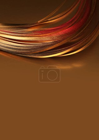 Foto de Resplandor abstracto backgound. Ola de papel dorado (bronce) sobre fondo de luz y sombra de reflexión marrón. - Imagen libre de derechos