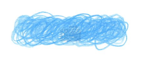 Photo for Hand drawn scrawl sketch line hatching. Blue Pen, pencil, pastel art grunge texture stain isolated on white background. - Royalty Free Image