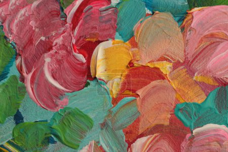 Foto de Arte moderno óleo y acrílico frotis blot pared de pintura de flores. Textura abstracta color mancha pincelada fondo. - Imagen libre de derechos