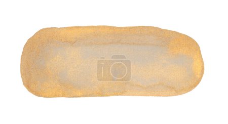 Téléchargez les photos : Beige, encre dorée métallisé aquarelle papier grain texture tache sur fond blanc. - en image libre de droit