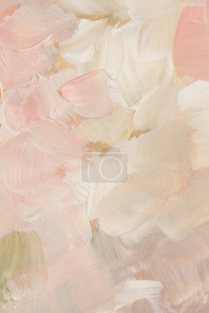 Photo for Art oil and acrylic smear blot canvas painting wall. Abstract texture pastel beige, pink color stain brushstroke texture background. - Royalty Free Image
