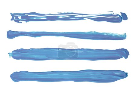 Photo for Blue pastel ink color smear brush stroke stain line blot on white background. - Royalty Free Image