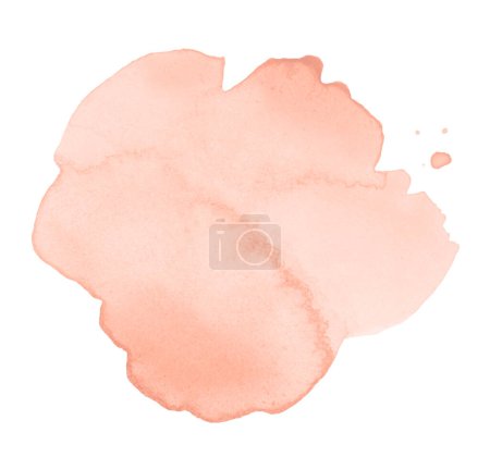 Photo for Ink watercolor hand drawn blot. Wet beige pink color paper texture stain on white background. - Royalty Free Image