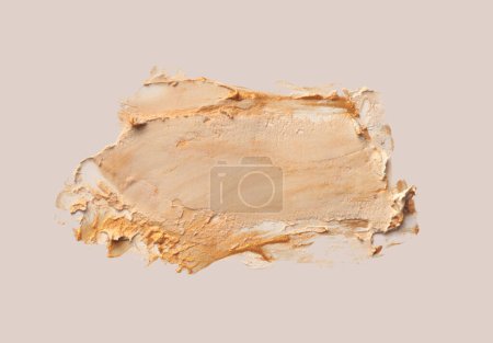 Photo for Art oil and acrylic smear blot canvas painting stucco wall. Abstract gold, beige color stain brushstroke modeling clay relief grain texture background - Royalty Free Image