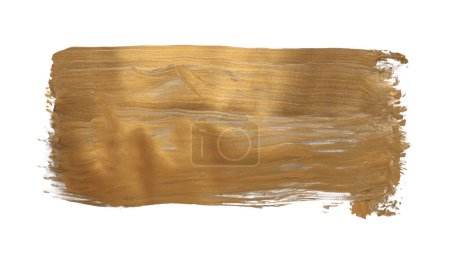 Photo for Gold glitter ink color smear brush stroke stain line blot on white background. - Royalty Free Image