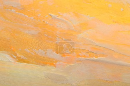 Photo for Art oil and acrylic smear blot  painting wall . Abstract yellow color stain brushstroke texture background. - Royalty Free Image