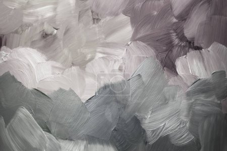 Foto de Arte óleo y acrílico mancha blot pared de pintura de lienzo. Textura abstracta gris beige color mancha pincelada textura fondo. - Imagen libre de derechos