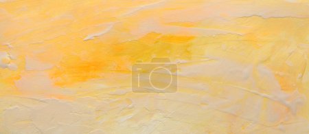 Photo for Art oil and acrylic smear blot canvas painting wall. Abstract texture yellow, beige color stain brushstroke texture background. - Royalty Free Image