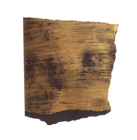 Foto de Desgarrado piezas vacías negro y oro textura viejo papel artesanal aislado sobre fondo blanco. - Imagen libre de derechos