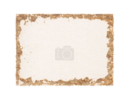 Photo for Beige gray and Gold glitter empty canvas paper frame blank on white background. Abstract copy space texture. - Royalty Free Image