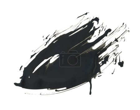 Photo for Art Black brushstroke painting brushstroke smear ink blot. Abstract contrast stain on white background. - Royalty Free Image