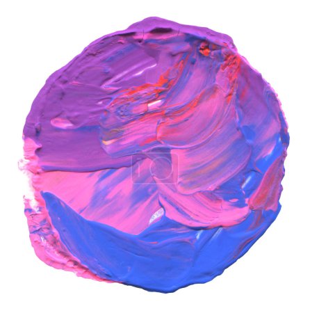 Foto de Arte abstracto acrílico y pintura al óleo círculo blot. Violeta, rosa paleta de alivio de color cuchillo cepillo textura fondo. - Imagen libre de derechos
