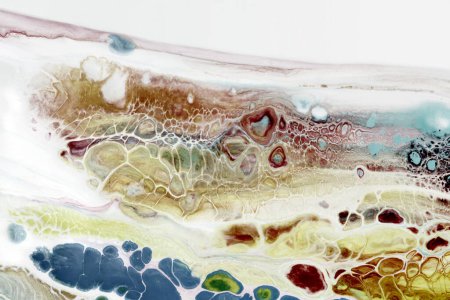 Photo for Acrylic pour flow painting colors blots. Marble texture. Abstract background. - Royalty Free Image
