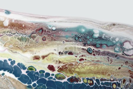 Photo for Acrylic pour flow painting colors blots. Marble texture. Abstract background. - Royalty Free Image