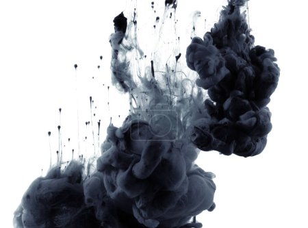 Photo for Ink in water. Abstract smoke grain light and shadow texture background. Black and white color. - Royalty Free Image