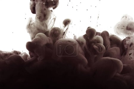 Photo for Ink in water. Abstract smoke grain light and shadow texture background. Black brown and white color. - Royalty Free Image