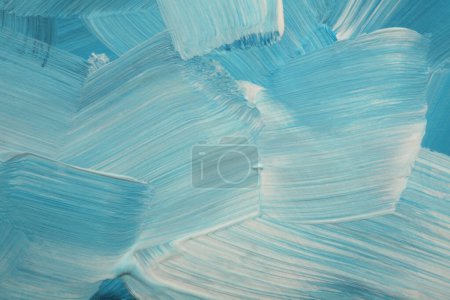 Photo for Art oil and Acrylic smear blot painting wall. Abstract texture blue, white color stain brushstroke background. - Royalty Free Image