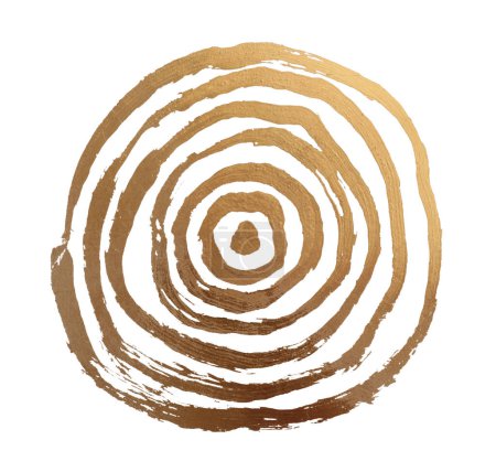 Foto de Brillo de bronce dorado tinta metálica color mancha pincelada línea círculo cero mancha sobre fondo blanco. - Imagen libre de derechos