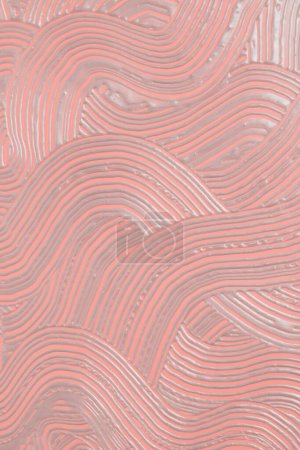 Foto de Abstracto rosa, nácar de plata de color acrílico pared de estuco pintura de onda. Lienzo vintage grunge textura relieve fondo. - Imagen libre de derechos