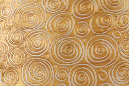 Foto de Marco de pintura de onda de círculo acrílico de color bronce dorado abstracto. Grunge vintage estuco textura transparente fondo. - Imagen libre de derechos