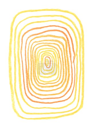 Foto de Boceto garabato dibujado a mano amarilla línea oval eclosión. Pluma, lápiz, pastel textura arte grunge textura sobre fondo blanco. - Imagen libre de derechos