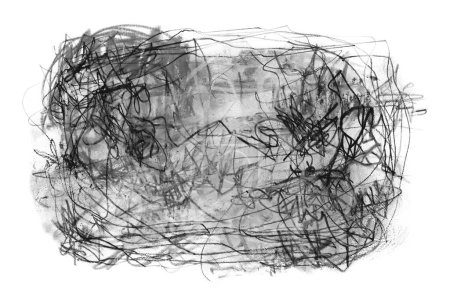 Téléchargez les photos : Noir et blanc Esquisse dessinée à la main ligne de gribouillage chaos motif doodle. Stylo, crayon, crayon texture encre art grunge abstrait fond - en image libre de droit