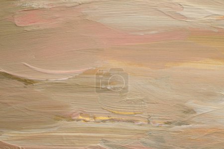 Photo for Art oil and acrylic smear blot canvas painting wall. Abstract texture pastel beige, broun, gold color stain brushstroke relief texture background. - Royalty Free Image