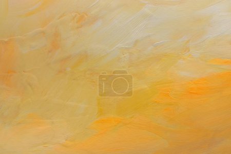 Photo for Art oil and acrylic smear blot canvas painting wall. Abstract texture pastel beige, yellow, orange color stain brushstroke relief texture background. - Royalty Free Image