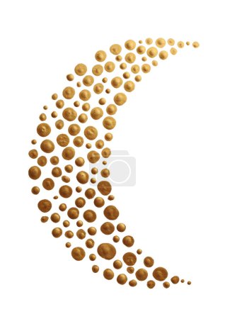 Photo for Gold (bronze) dots crescent symbol. Art Abstract painting relief texture background. - Royalty Free Image