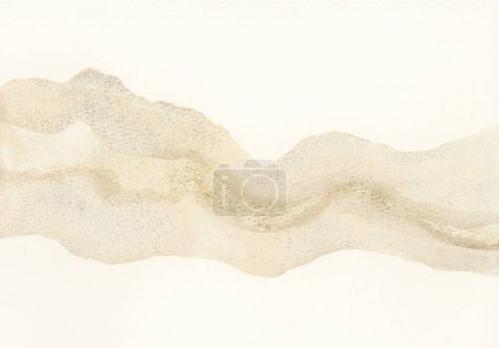 Foto de Acrílico, tinta acuarela dibujado a mano flujo pincelada mancha blot ola papel grano textura fondo. Color beige, marrón neutro. - Imagen libre de derechos