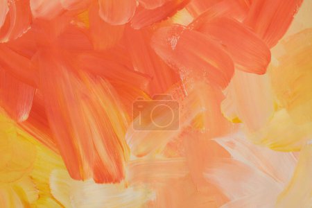 Foto de Texturizado óleo y acrílico mancha blot pared de pintura de lienzo. Resumen Amarillo, color naranja mancha pincelada fondo. - Imagen libre de derechos