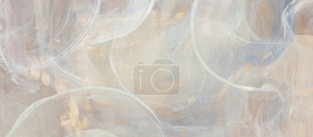 Foto de Arte Acuarela y acrílico dibujado a mano mancha blot pintura pared. Textura abstracta neutral color pastel mancha copia espacio fondo horizontal. - Imagen libre de derechos