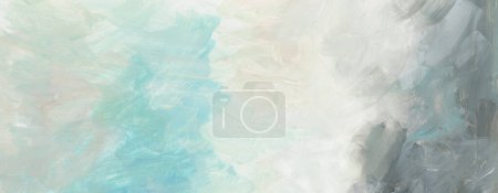 Photo for Art Watercolor and Acrylic hand drawn smear blot painting wall. Abstract texture neutral pastel color stain copy space horizontal background. - Royalty Free Image