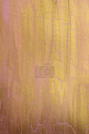 Foto de Craquelure rasguño textura pintura pared fondo. Oro, bronce, color rosa. - Imagen libre de derechos