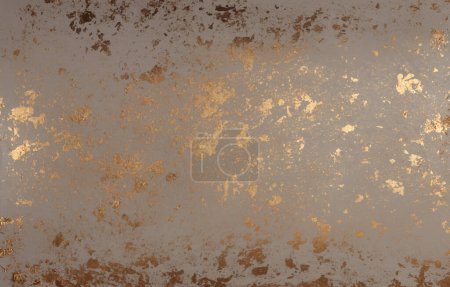 Photo for Crumble Paper texture painting glow glitter torn blot wall. Abstract gold, bronze and beige stain copy space background. - Royalty Free Image