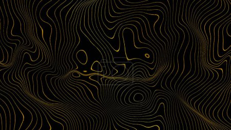 Photo for Abstract gold and black cartographic lines background. Topography contour map abstract wide background. Ancient cartographic arts. Web design or presentation. 3d rendering - Royalty Free Image