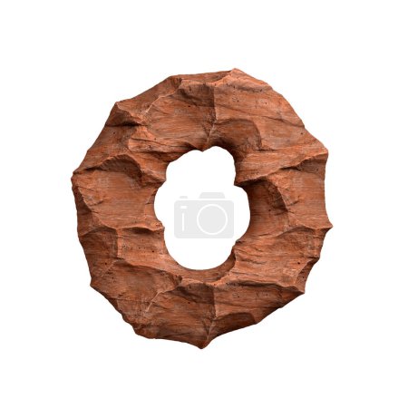 Photo for Desert sandstone letter O - Capital 3d red rock font isolated on white background. This alphabet is perfect for creative illustrations related but not limited to Arizona, geology, desert... - Royalty Free Image