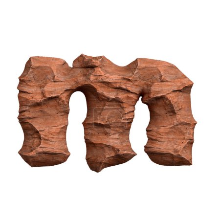 Photo for Desert sandstone letter M - Small 3d red rock font isolated on white background. This alphabet is perfect for creative illustrations related but not limited to Arizona, geology, desert... - Royalty Free Image