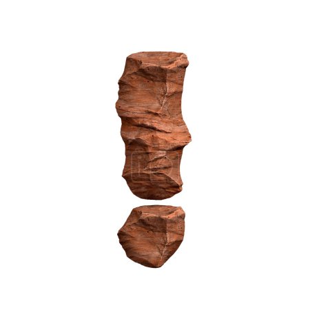 Photo for Desert sandstone exclamation point - 3d red rock symbol isolated on white background. This alphabet is perfect for creative illustrations related but not limited to Arizona, geology, desert... - Royalty Free Image