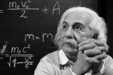 Photo for BUKOVEL, UKRAINE, OCTOBER 5, 2022: Wax figure of world-famous scientist, theoretical physicist, Nobel laureate, creator of theory of relativity Albert Einstein - Royalty Free Image
