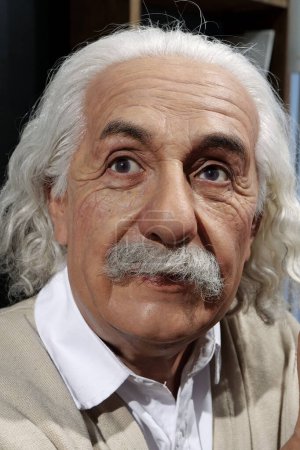 Photo for BUKOVEL, UKRAINE, OCTOBER 5, 2022: Wax figure of world-famous scientist, theoretical physicist, Nobel laureate, creator of theory of relativity Albert Einstein - Royalty Free Image