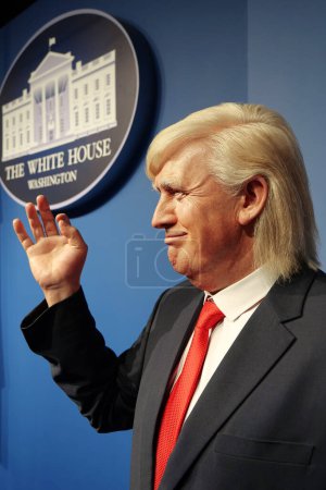 Photo for BUKOVEL, UKRAINE, OCTOBER 5, 2022: Wax figure of Donald John Trump in White House, american businessman, politician and 45th president of the United States of America - Royalty Free Image