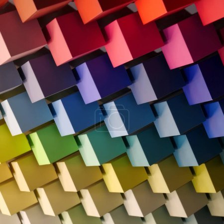 Téléchargez les photos : Palette de couleurs et nuances, gamme de couleurs, cubes multicolores - en image libre de droit